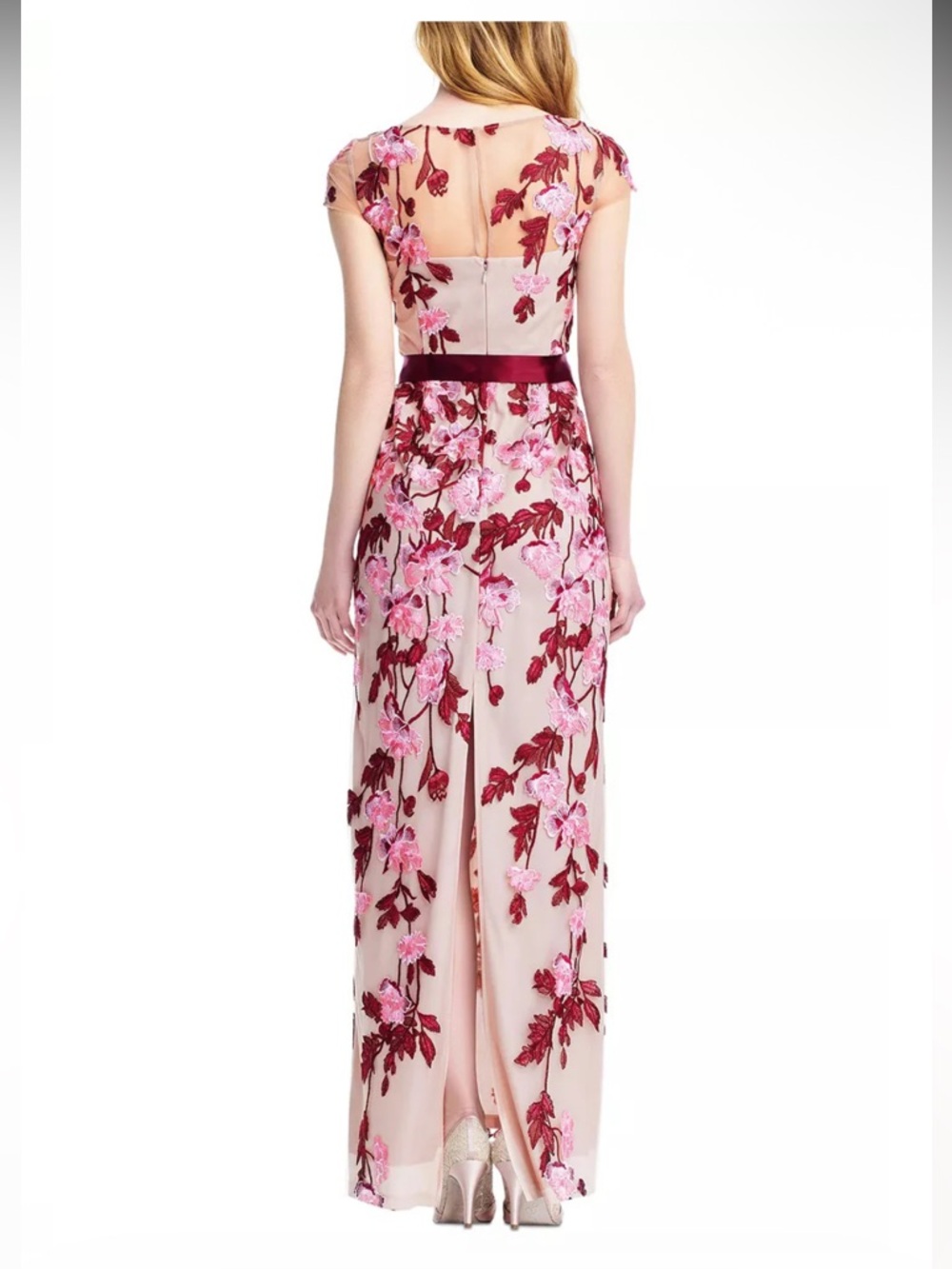 NWT Adrianna Papell Cascading Floral Column Gown 10 - Picture 2 of 6